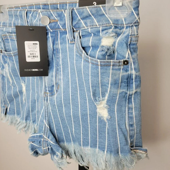 Fashion Nova High Waist Pinstripe Shorts - Picture 2 of 5